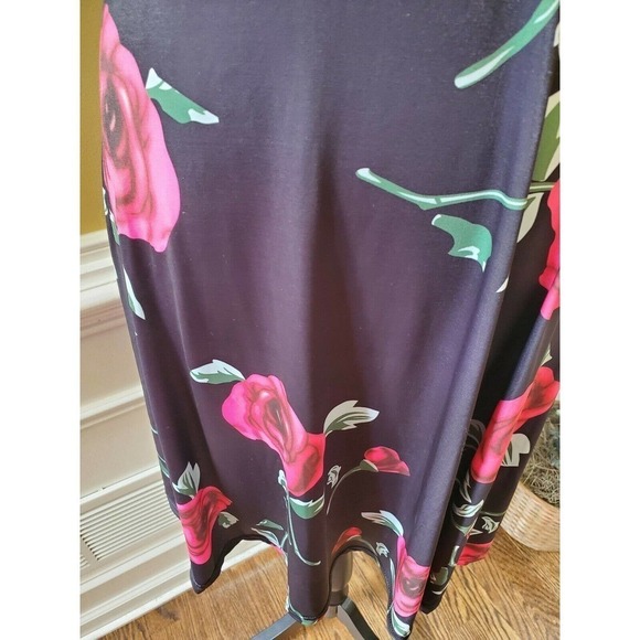 Black and Pink Retro Floral Dress- Large - Picture 4 of 9